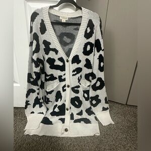Monochrome Leopard Print Cardigan